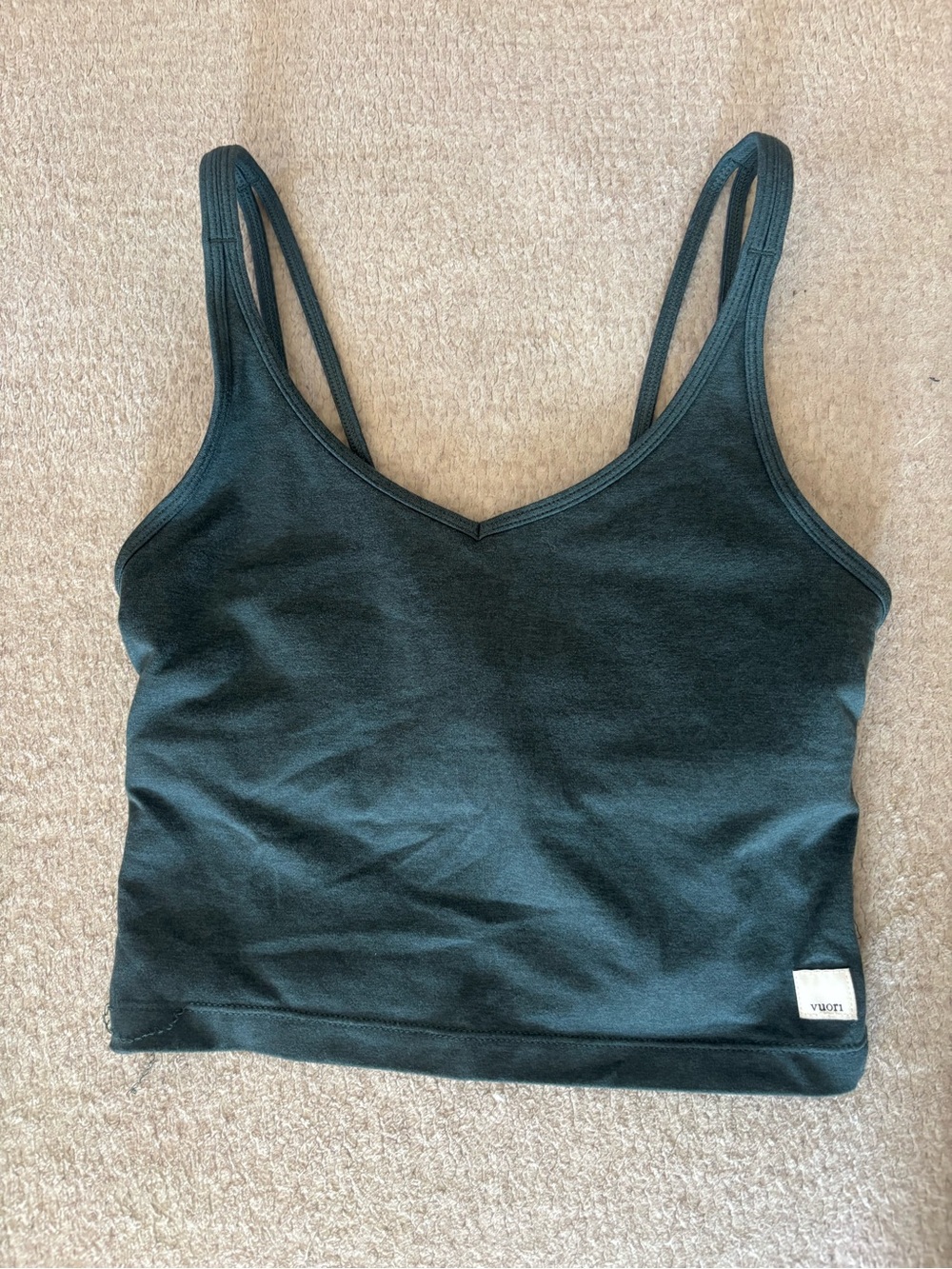Vuori Dark Green/Blue Double-Strap V-Neck Crop Tank - Picture 1 of 4
